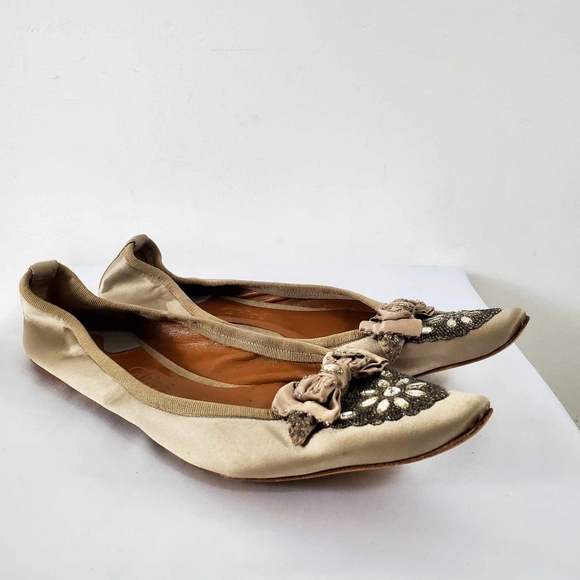 Chloe Ballerina Flats with Beautiful Hand Beading and Stones, Size 39 - Picture 4 of 12